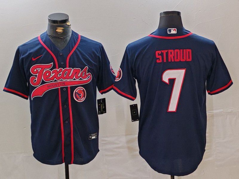 Men Houston Texans #7 Stroud Blue Joint Name 2024 Nike Limited NFL Jersey style 1->houston texans->NFL Jersey